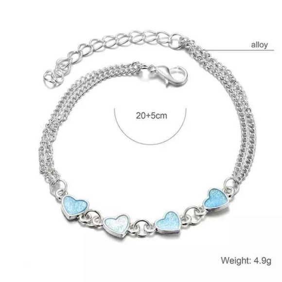 Heart Glow Anklet, Ankle Bracelet - Fully Adjustable Glow in the Dark - Picture 3 of 5